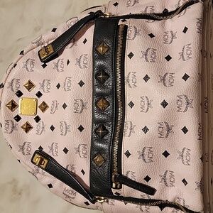MCM Blush and Black Logo Backpack/Cross Body Combo